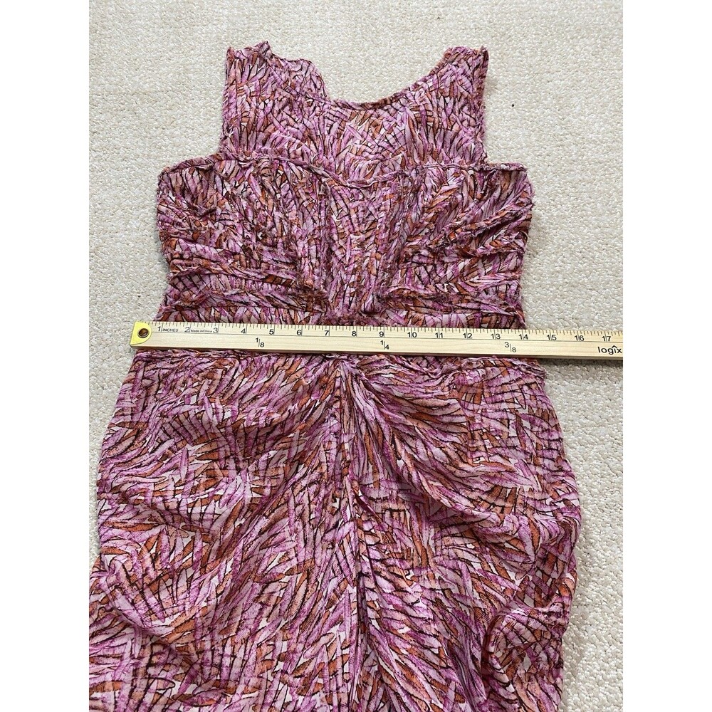 BCBGMAXAZRIA Pink Orange Abstract Print Ruched Draped Midi Dress Size 4 - Picture 16 of 16